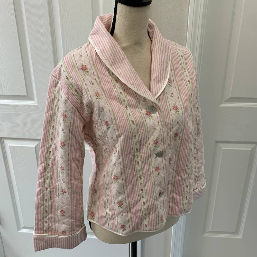 Charter Club Intimates Striped Quilted Pajama Jacket - Small